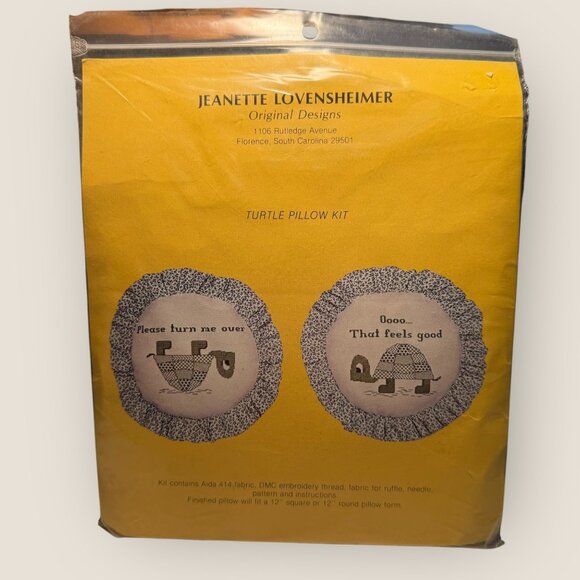 Turtle Pillow Cross-Stitch Kit Jeanette Lovensheimer Design 12" Square or Round - Picture 1 of 2